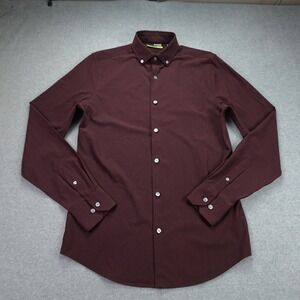 Murano Shirt Mens Small Burgundy Performance Slim‎ Fit Stretch Button Up Dress